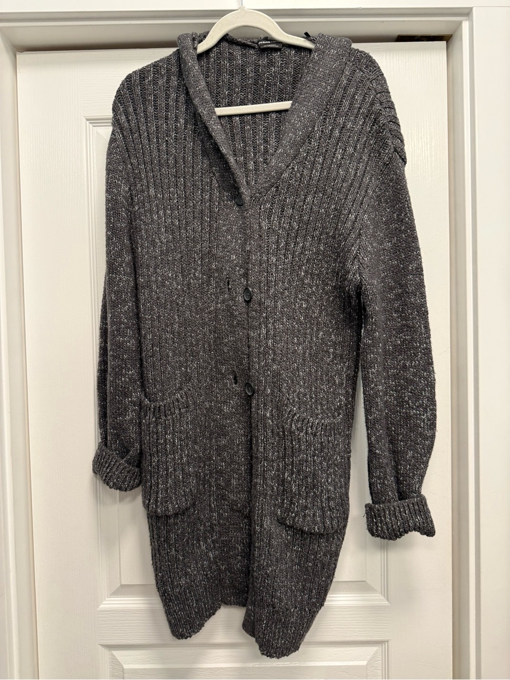 Prana Dark Charcoal Hooded Ribbed Cardigan